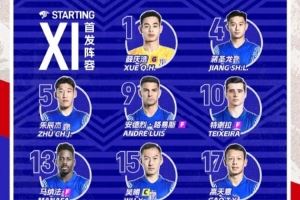 中超联赛第18轮 上海申花vs河南俱乐部酒祖杜康首发名单