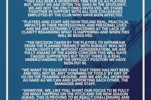 谢周三球员声明：拒绝出战因工资被拖欠，希望俱乐部尽快解决问题